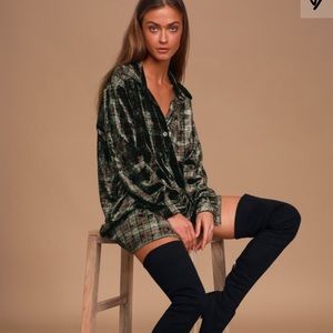 Lulu’s Velvet Button-Up Shirt Dress